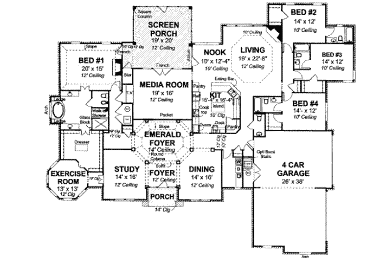 Home Plan - Floor Plan - Main Floor for European House Plan #20-1681 - 4 bed, 5 bath