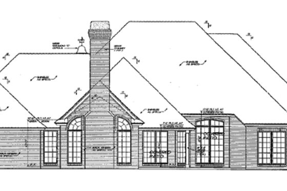 Exterior - Rear Elevation for European House Plan #310-494 - 4 bed, 3.5 bath