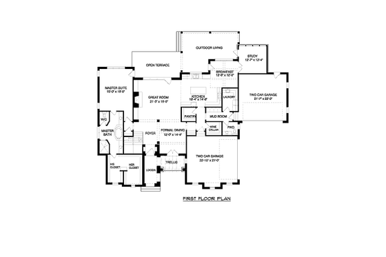 Floor Plan - Main Floor for Tudor House Plan #413-862 - 5 bed, 5.5 bath