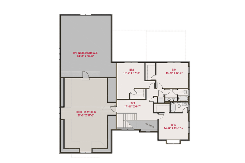 House Design - Floor Plan - Upper Floor for European House Plan #461-110 - 5 bed, 4 bath