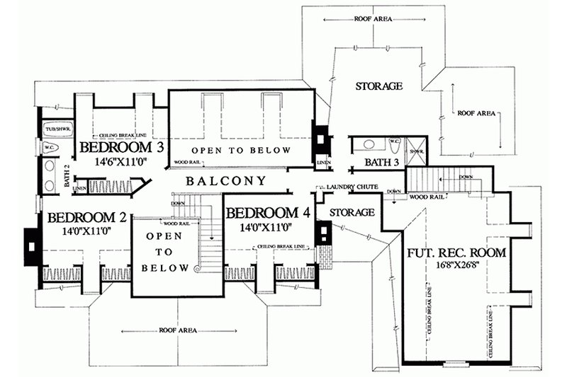 Architectural House Design - Floor Plan - Upper Floor for Southern House Plan #137-102 - 4 bed, 3 bath
