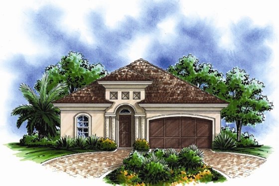 Exterior - Front Elevation for European House Plan #27-434 - 3 bed, 2 bath