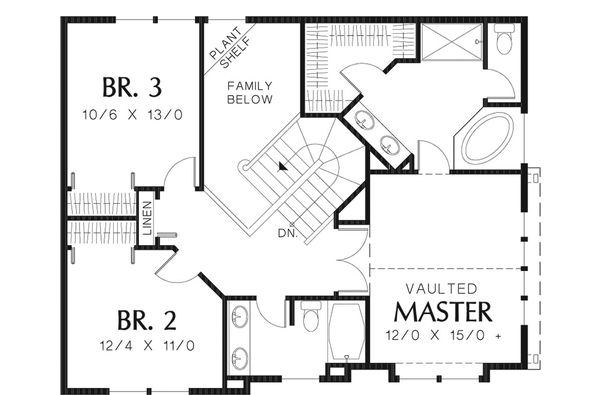 Country Floor Plan - Upper Floor Plan #48-139