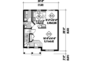 Floor Plan - Main Floor for Contemporary House Plan #25-4503 - 3 bed, 1 bath