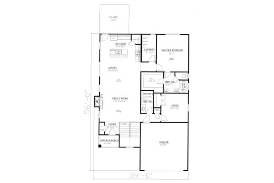 Floor Plan - Main Floor for Cottage House Plan #437-117 - 3 bed, 3 bath