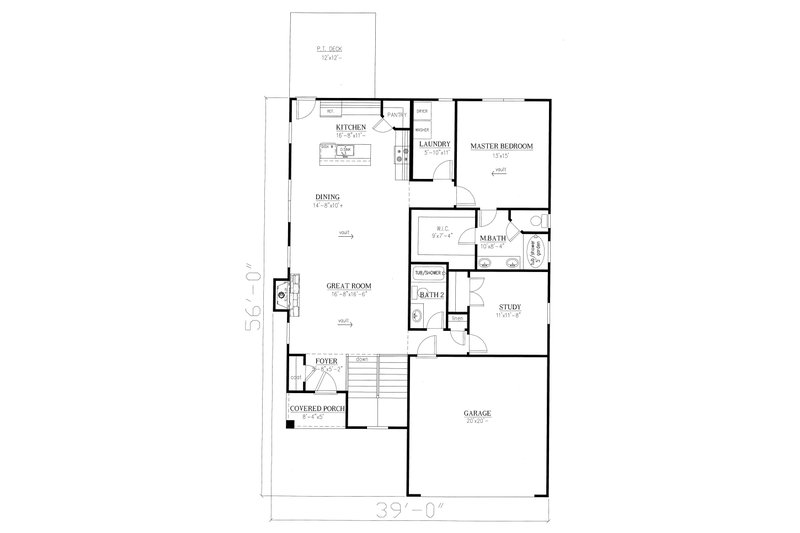 Architectural House Design - Floor Plan - Main Floor for Cottage House Plan #437-117 - 3 bed, 3 bath