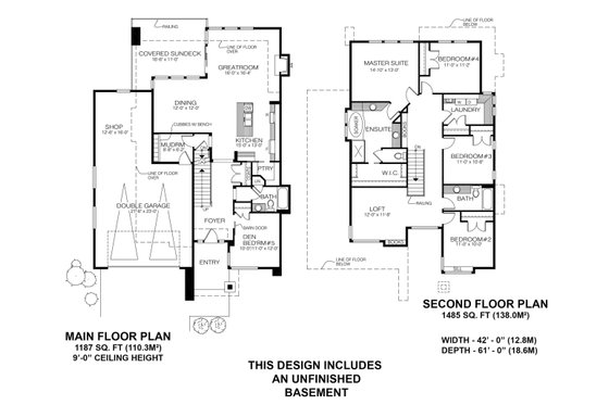 Floor Plan - Main Floor for Prairie House Plan #1100-59 - 5 bed, 2.5 bath
