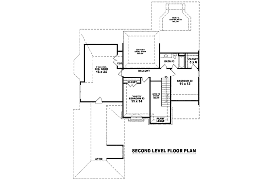 Floor Plan - Upper Floor for European House Plan #81-1151 - 3 bed, 3 bath