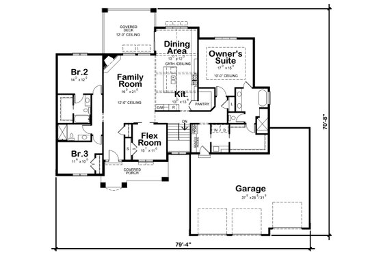 Floor Plan - Main Floor for Craftsman House Plan #20-2401 - 4 bed, 4 bath