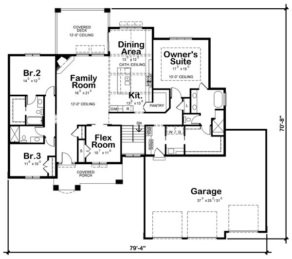 House Blueprint - Craftsman Floor Plan - Main Floor Plan #20-2401
