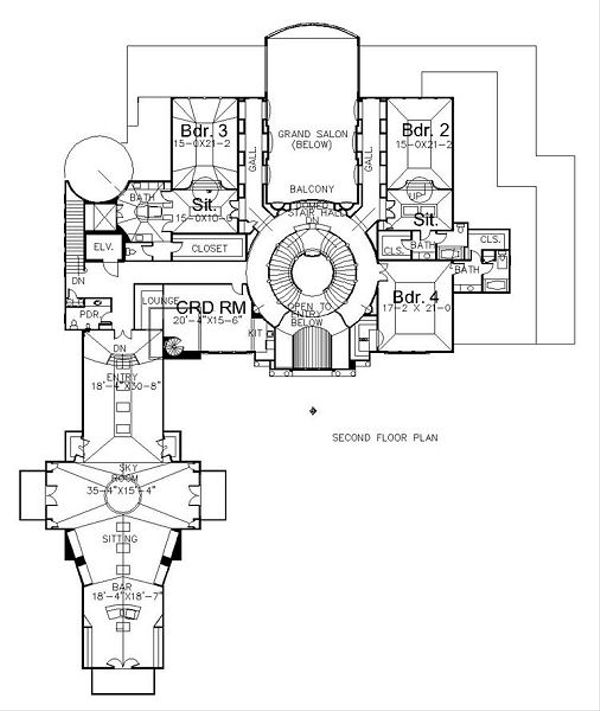 European Floor Plan - Upper Floor Plan #119-303