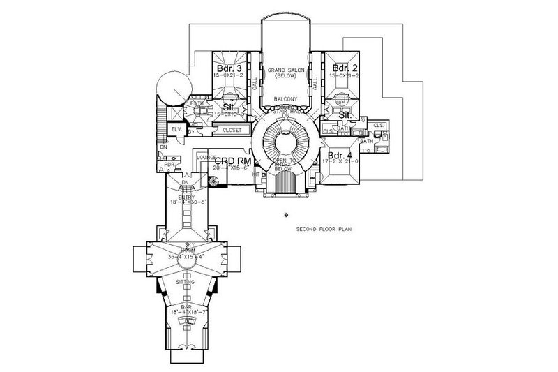 Home Plan - Floor Plan - Upper Floor for European House Plan #119-303 - 5 bed, 5 bath