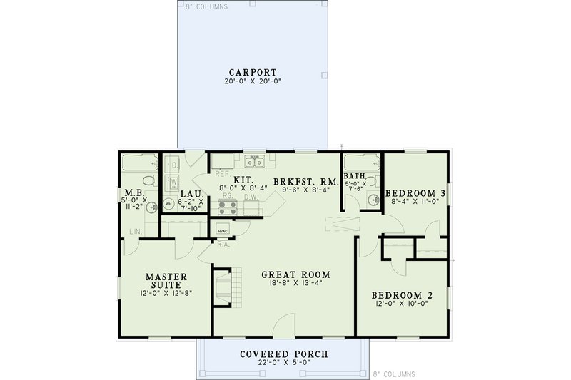 Dream House Plan - Floor Plan - Main Floor for Traditional House Plan #17-1162 - 3 bed, 2 bath