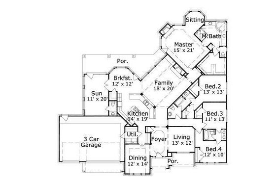 Floor Plan - Main Floor for European House Plan #411-689 - 4 bed, 3.5 bath