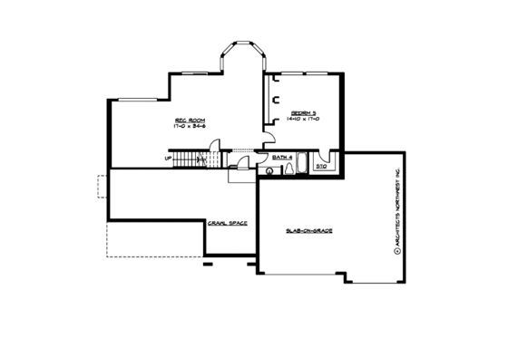 Floor Plan - Lower Floor for Country House Plan #132-146 - 4 bed, 3.5 bath