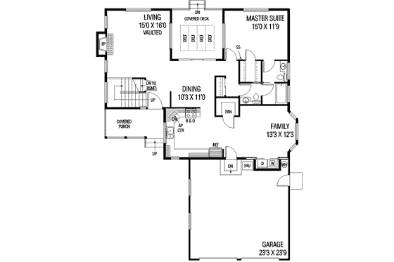 Floor Plan - Main Floor for European House Plan #60-212 - 4 bed, 3 bath