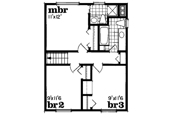 Floor Plan - Upper Floor for Traditional House Plan #47-630 - 3 bed, 2.5 bath