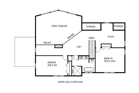 Floor Plan - Upper Floor for Cabin House Plan #117-1006 - 3 bed, 3.5 bath