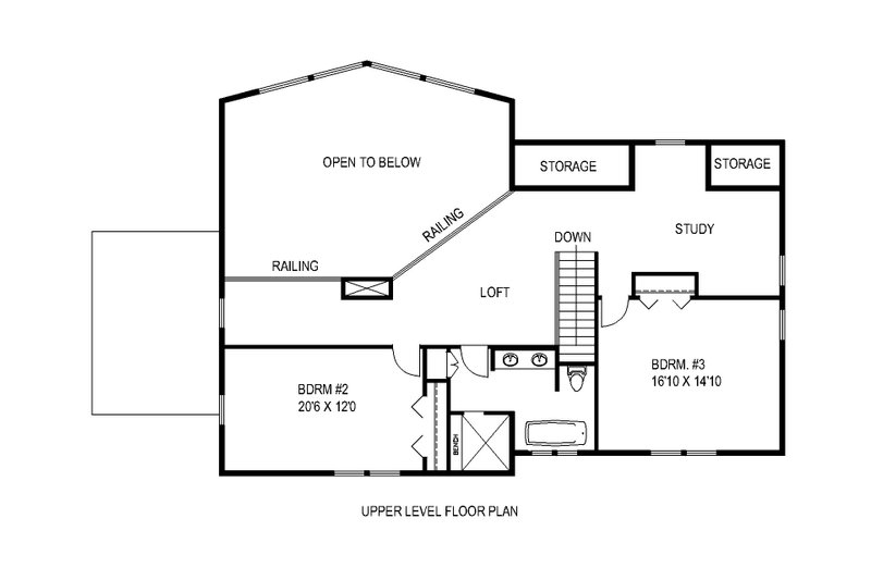 House Plan Design - Floor Plan - Upper Floor for Cabin House Plan #117-1006 - 3 bed, 3.5 bath