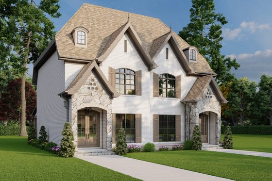 Exterior - Front Elevation 5 for European House Plan #17-3400 - 4 bed, 4 bath