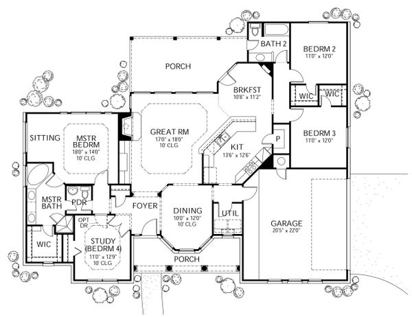 Dream House Plan - Traditional Floor Plan - Main Floor Plan #80-116