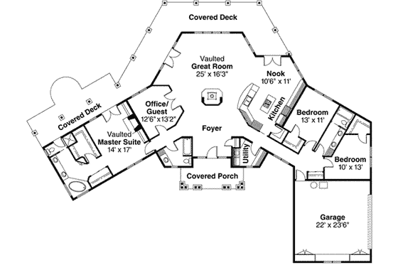 Floor Plan - Main Floor for Farmhouse House Plan #124-195 - 3 bed, 3 bath