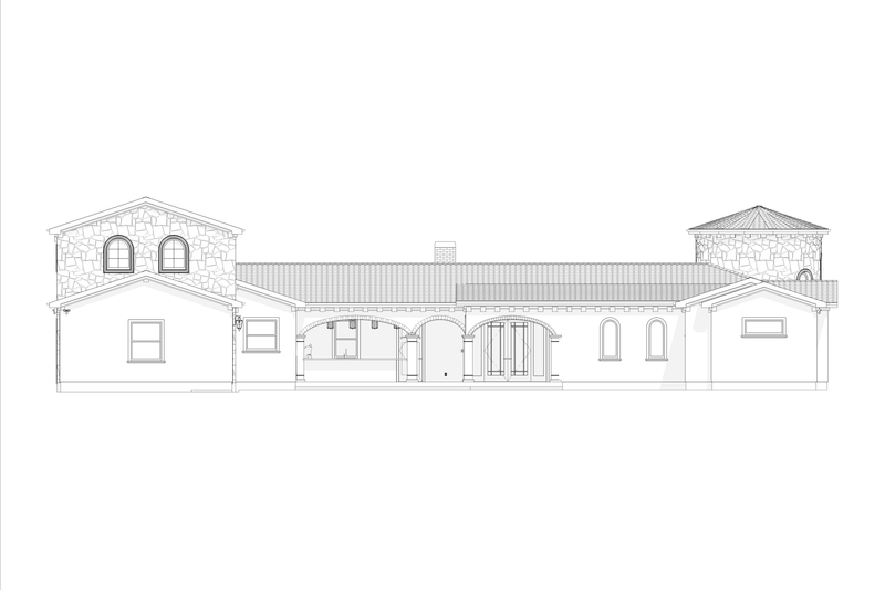 House Design - Exterior - Rear Elevation 1 for Mediterranean House Plan #1127-24 - 3 bed, 3.5 bath