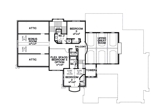 Floor Plan - Upper Floor for Mediterranean House Plan #472-2 - 4 bed, 4.5 bath