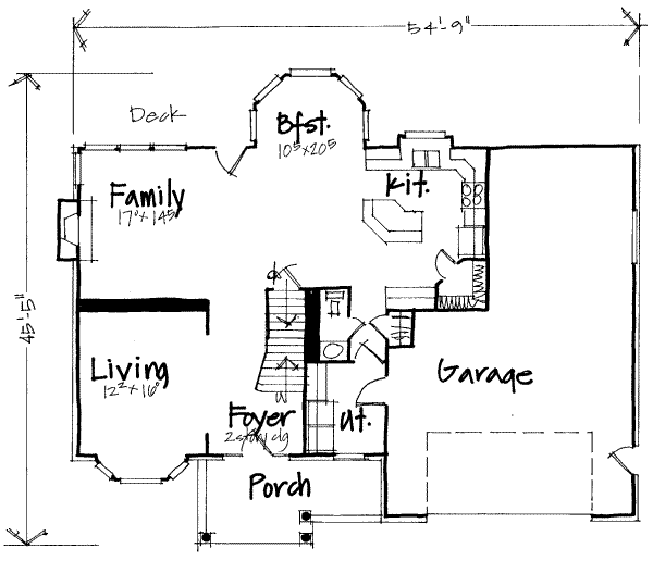Floor Plan - Main Floor for European House Plan #308-217 - 4 bed, 2.5 bath