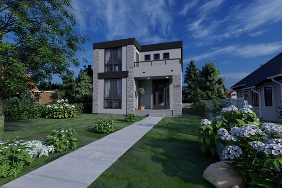 Exterior - Front Elevation for Contemporary House Plan #116-311 - 4 bed, 2.5 bath