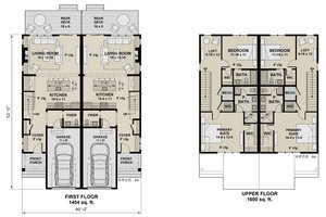 Floor Plan - Main Floor for Modern House Plan #51-1317 - 2 bed, 2.5 bath