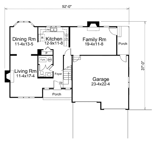 Architectural House Design - Traditional Floor Plan - Main Floor Plan #57-452