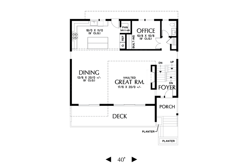 House Blueprint - Floor Plan - Main Floor for Contemporary House Plan #48-1009 - 3 bed, 2.5 bath