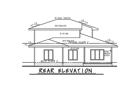 Exterior - Rear Elevation for Contemporary House Plan #20-2483 - 3 bed, 3 bath