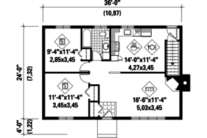 Floor Plan - Main Floor for Ranch House Plan #25-4432 - 2 bed, 1 bath