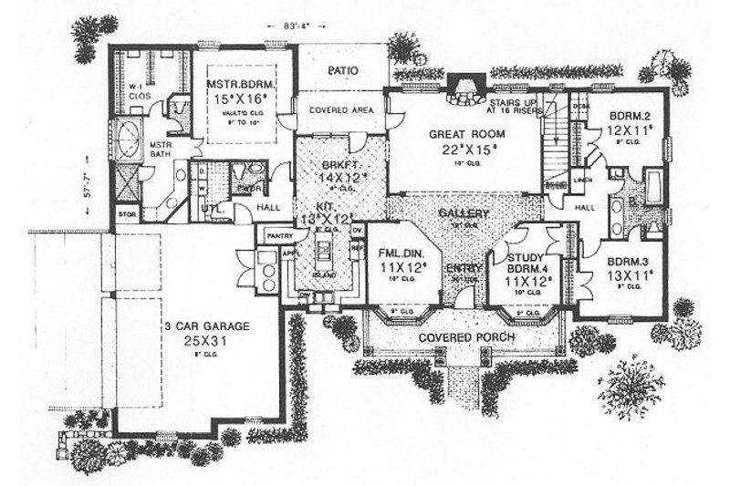 Home Plan - Floor Plan - Main Floor for European House Plan #310-618 - 4 bed, 2.5 bath