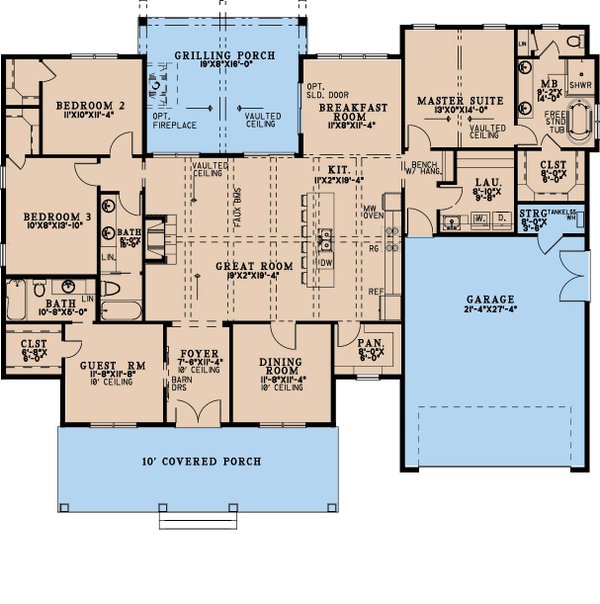 Dream House Plan - Farmhouse Floor Plan - Main Floor Plan #923-386