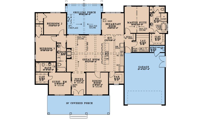 House Design - Floor Plan - Main Floor for Farmhouse House Plan #923-386 - 4 bed, 3 bath