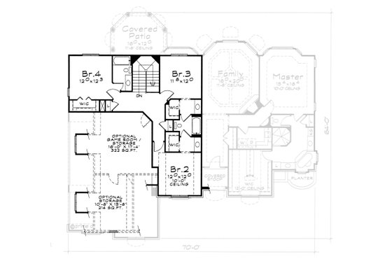 Floor Plan - Upper Floor for European House Plan #20-2117 - 4 bed, 3.5 bath
