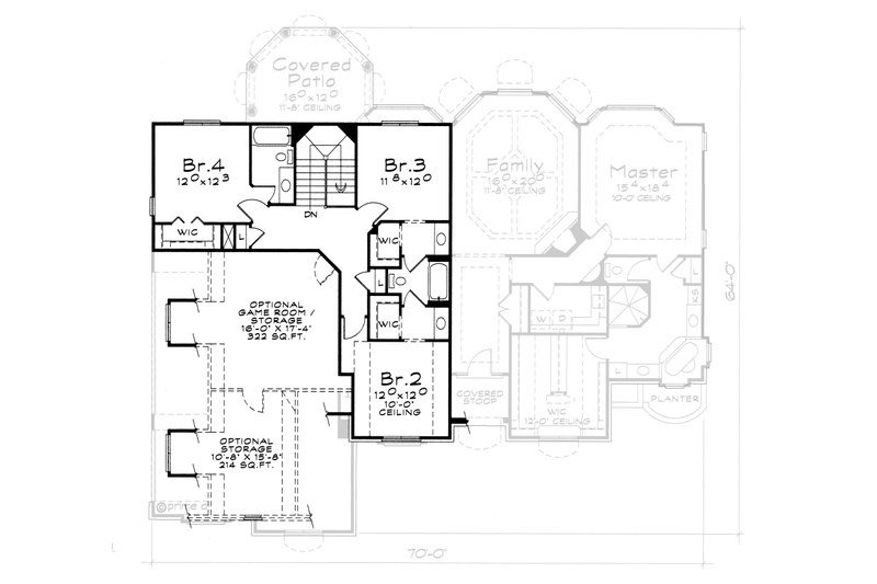 Dream House Plan - Floor Plan - Upper Floor for European House Plan #20-2117 - 4 bed, 3.5 bath