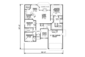 Floor Plan - Main Floor for Traditional House Plan #65-317 - 3 bed, 2 bath