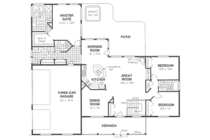 House Plan Design - Floor Plan - Main Floor for Country House Plan #18-4506 - 3 bed, 2.5 bath