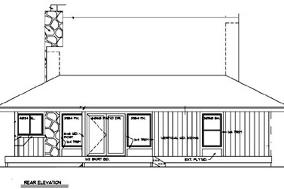 Exterior - Rear Elevation for Country House Plan #116-122 - 2 bed, 2 bath