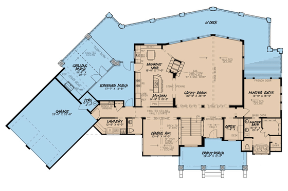 Floor Plan - Main Floor for Contemporary House Plan #923-86 - 3 bed, 2.5 bath