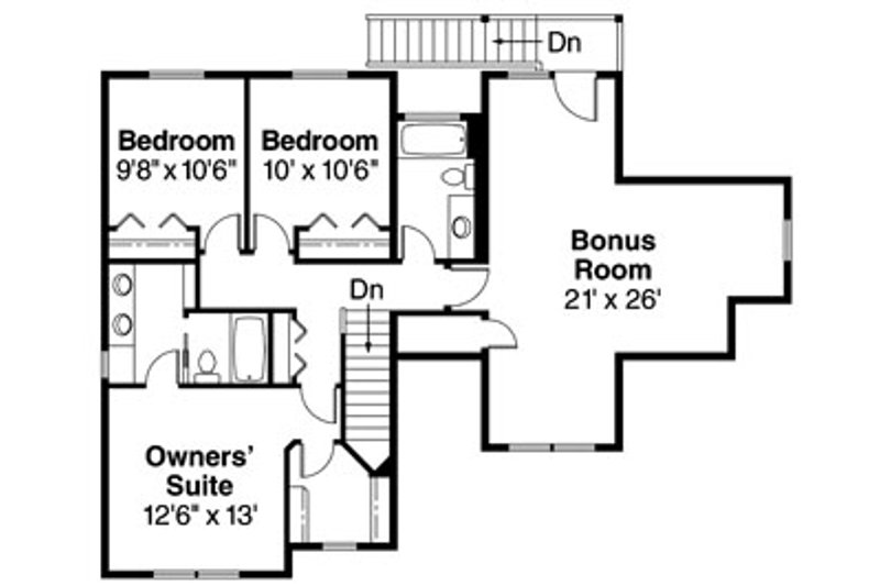 Home Plan - Floor Plan - Upper Floor 1 for Craftsman House Plan #124-623 - 3 bed, 2.5 bath