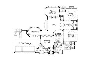 Floor Plan - Main Floor for European House Plan #411-657 - 4 bed, 3.5 bath