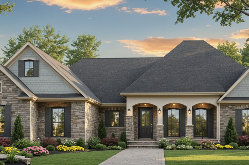 House Blueprint - European Exterior - Front Elevation Plan #21-568