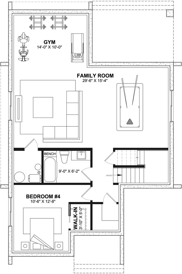 House Blueprint - Modern Floor Plan - Lower Floor Plan #23-2799