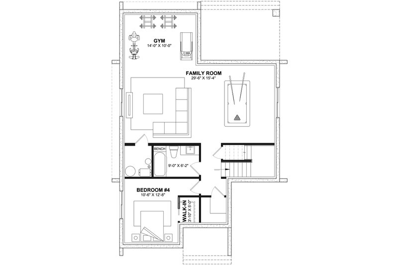 Dream House Plan - Floor Plan - Lower Floor for Modern House Plan #23-2799 - 5 bed, 3.5 bath