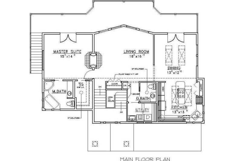 Dream House Plan - Floor Plan - Main Floor for Beach House Plan #117-527 - 3 bed, 2.5 bath